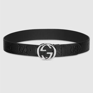 Gucci Black jumbo GG leather belt